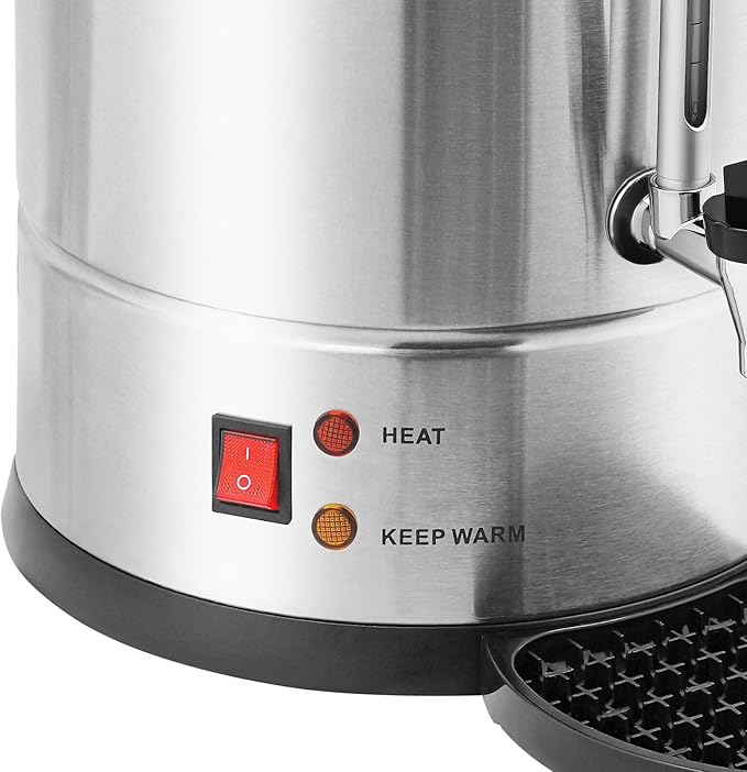 Commercial Electric Coffee Pot 25L/6.6Gal Coffee Percolator with Filter and Water Collecting Tray Quick Brew Hot Beverage Dispenser Coffee Maker Hot Water Urn 1500W 110V-120V (Silver)