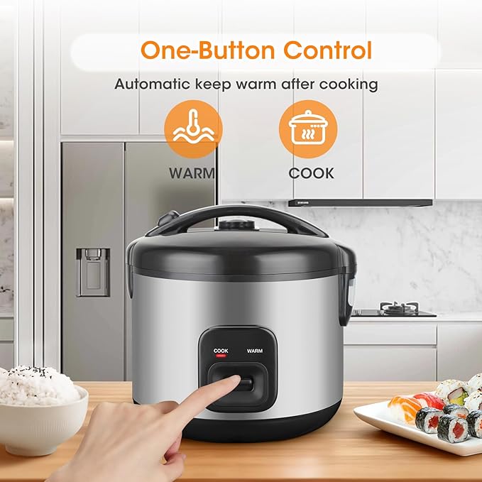Rice Cooker &amp Steamer Simple 6 Cup(Uncooked)/12 Cup (Cooked)With Steaming BasketCompact Electric Rice Cooker Non-Stick Inner Pot For SoupsStewsGrains&ampOatmealOne Touch &amp Keep Warm Funct