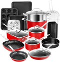 Granitestone 20-Piece Nonstick Pots and Pans Set with Bakeware &amp Steamer Diamond-Reinforced Cookware Set Deep Frying Pan Non-Toxic PFOA PFOS Free Metal Utensil Safe Dishwasher &amp Oven Safe