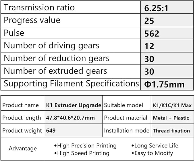 Upgrade Extruder for Creality K1 K1C K1 Max Hummingbird Extruder Without Motor Extrusion Mechanism Kit 3D Printer
