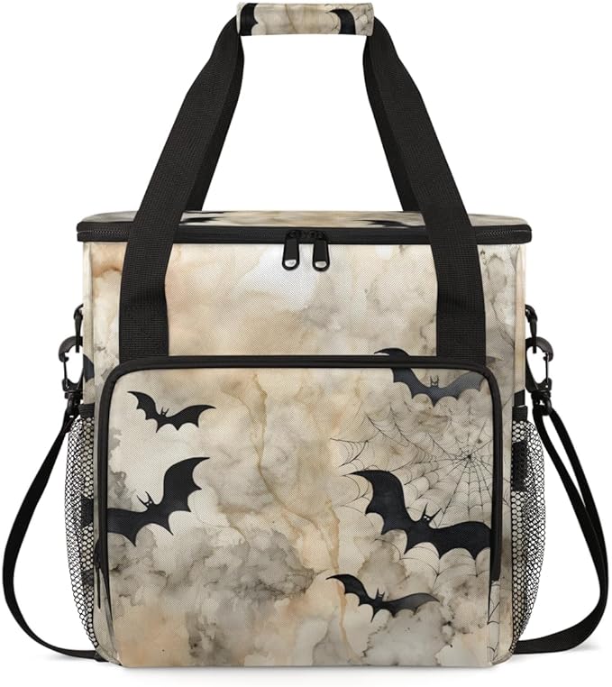 Gothic Bat Coffee Maker Carrying Bag Cute Bat Portable Travel Storage Tote Bag Compatible with K-Mini or K-Mini Plus Single Serve Coffee Brewer Carrying Case with Multiple Pockets &amp Shoulder Str