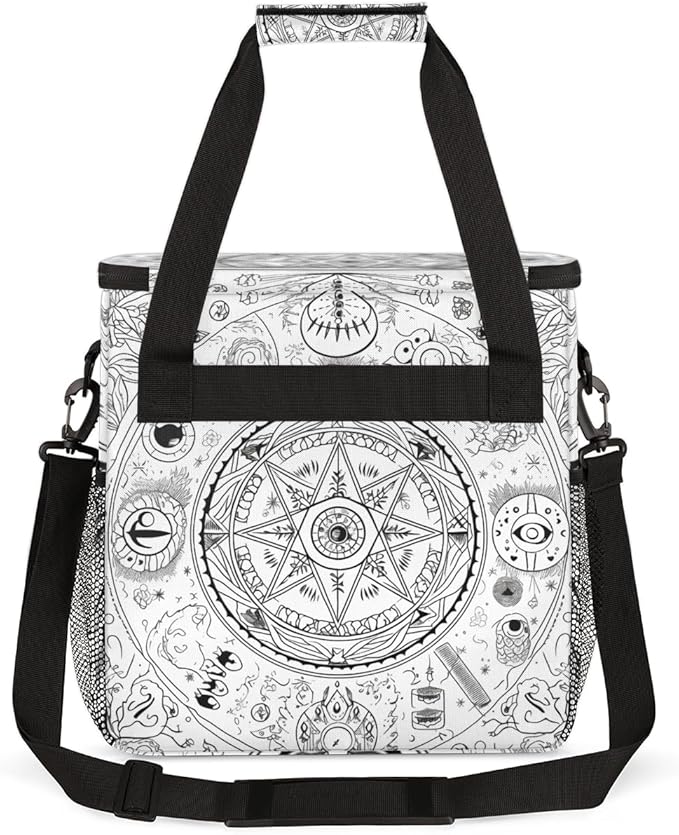 Grey Ethnic Aztec Coffee Maker Carrying Bag Magic Circle Travel Storage Bag Compatible with K-Mini or K-Mini Plus Single Serve Coffee Brewer Carrying Case with Multiple Pockets &amp Shoulder Strap