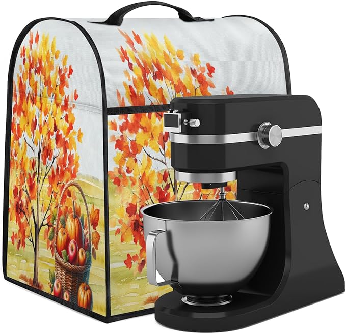 cfpolar Kitchen Aid Mixer Cover Compatible with 6-8 Quarts Autumn Apples Maple Leaves Stand Mixer Cover Kitchen Aid Mixers Accessories Appliance Organizer Bag Dust Covers with Zipper Pocket