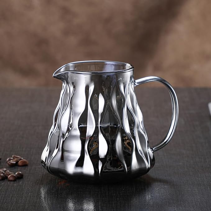 Pour Over Coffee Maker Set 500ML Glass Carafe Coffee Server with Dripper Set V60 Glass Coffee Filter with Wood Base for Home Office Gift 1-4 Cups