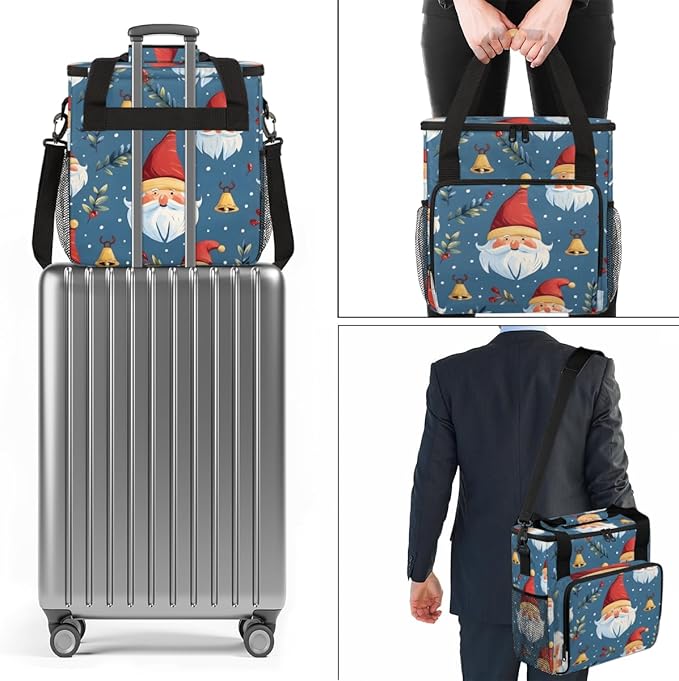 Abstract Santa Claus Coffee Maker Carrying Bag Graffiti Santa Claus Travel Storage Bag Compatible with K-Mini or K-Mini Plus Single Serve Coffee Brewer Carrying Case with Pockets &amp Shoulder Stra
