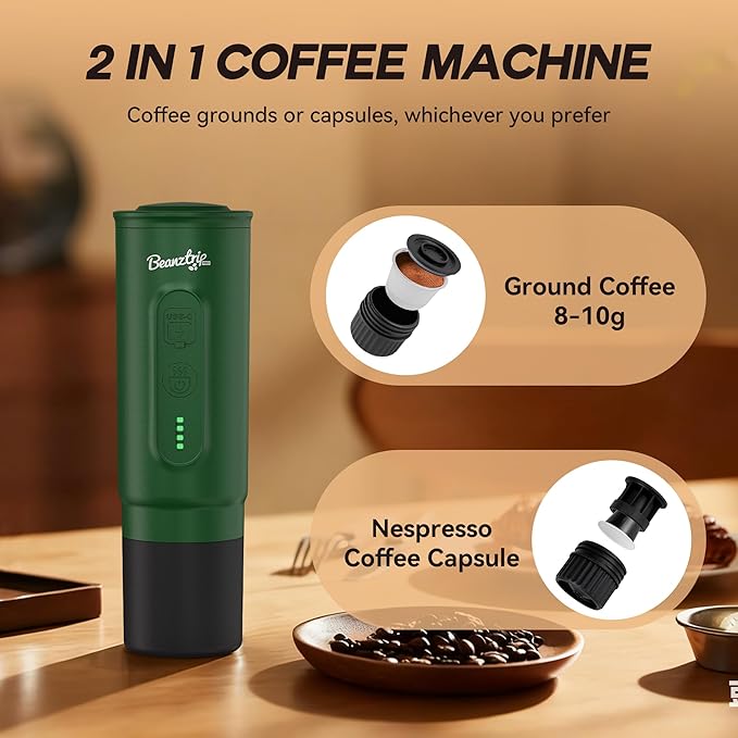 H02PRO Travel Coffee Maker Portable Espresso Machine for Camping 20 Bar Mini Coffee Maker Compatible with NS Capsule &amp Ground Coffee Battery Operated Self-heating Car Coffee Machines for Travel