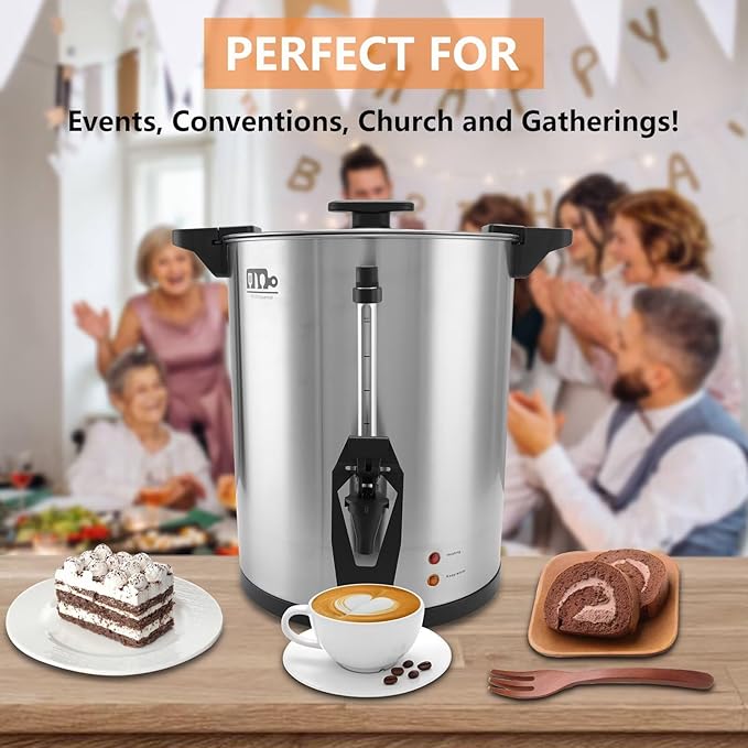 45 Cup 8L/2.11Gallon Commercial Coffee Urn Festa Essential 950W Large Percolate Coffee Maker Hot Beverage dispenser With Double Dripless FaucetQuick-Brewing Hot Water Urn for CateringHomeEvents