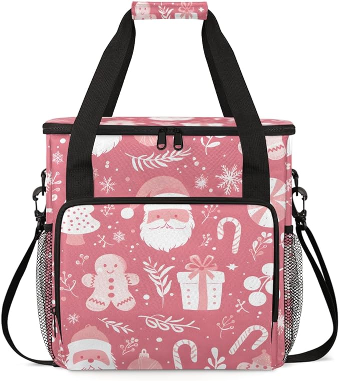 Christmas Santa Claus Coffee Maker Carrying Bag Portable Travel Storage Tote Bag Compatible with K-Mini or K-Mini Plus Single Serve Coffee Brewer Carrying Case with Multiple Pockets &amp Shoulder S