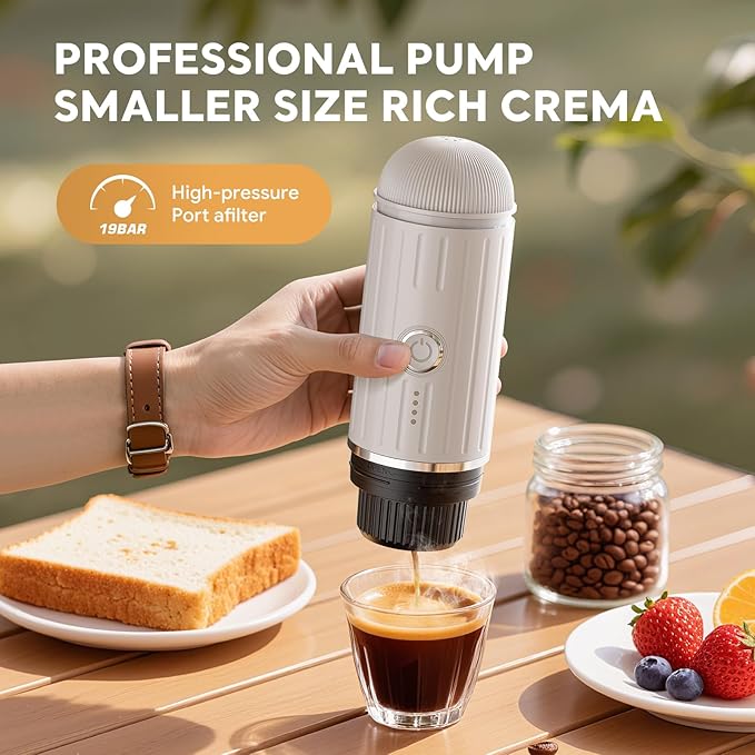 Portable Electric Espresso Coffee Maker for Ground Coffee &amp NS Capsule Espresso Machine Fast Self-Heating Technology‌ with USB-C Perfect for RV Hiking Camping Office &amp On-the-Go Lifestyles