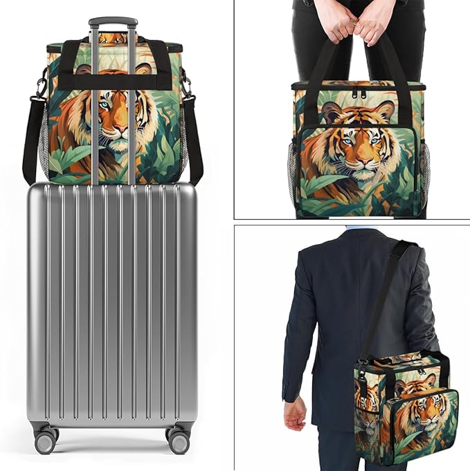 Forest Tiger Coffee Maker Carrying Bag Tiger Portable Travel Storage Tote Bag Compatible with K-Mini or K-Mini Plus Single Serve Coffee Brewer Carrying Case with Multiple Pockets &amp Shoulder Stra