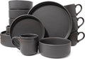 16 Piece Dinnerware Set Key West - Plates Bowls and Mugs Set for 4 - Chip and Scratch Resistant Microwave and Dishwasher Safe Tableware 16 Pieces Ribbed Dishes