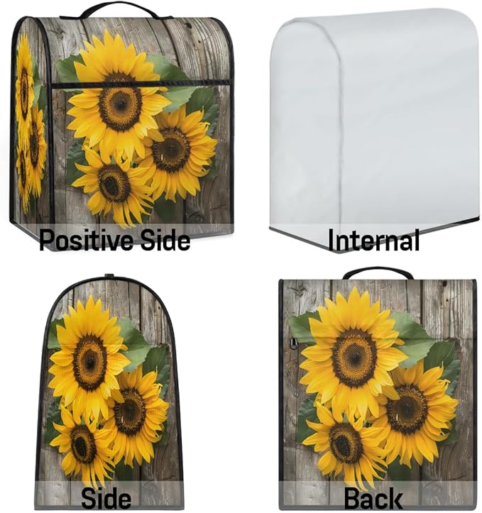 cfpolar Kitchen Aid Mixer Cover Compatible with 6-8 Quarts Floral Yellow Sunflower Stand Mixer Cover Kitchen Aid Mixers Accessories Appliance Organizer Bag Dust Covers with Zipper Pocket