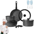 Cookware Set 5/11 Piece Utensils Cookware Set Removable Handle Pots and Pans Set Easily Clean Compatible With All Stovetops for Kitchen (Black5 PCS)