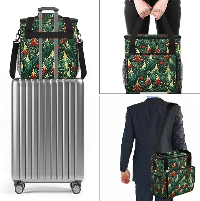 Xmas Tree Coffee Maker Carrying Bag Magic Tree Portable Travel Storage Tote Bag Compatible with K-Mini or K-Mini Plus Single Serve Coffee Brewer Carrying Case with Multiple Pockets &amp Shoulder St