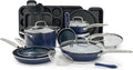 Blue Diamond 20 Piece Nonstick Cookware Set Diamond Ceramic Pots &amp Pans Dishwasher &amp Metal Utensil Safe Non Toxic PFAS-Free Kitchen Cooking Sauce &amp Saute Pans Oven &amp Broiler to 60