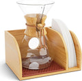 HEXNUB Bamboo Caddy for Pour Over Coffee Maker Fits Chemex Bodum Cosori Heatproof Mat Filter Holder