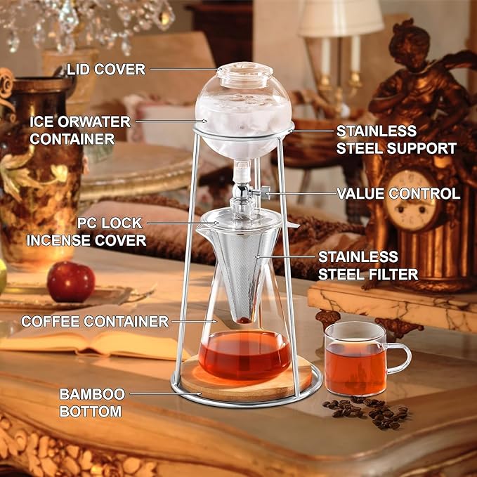 Cold Brew Coffee Machine Iced Coffee Machine Cold Brew Drip Coffee Machine Ice Drip Cold Brew Coffee Tower Iced Tea Machine 2-4 Cups