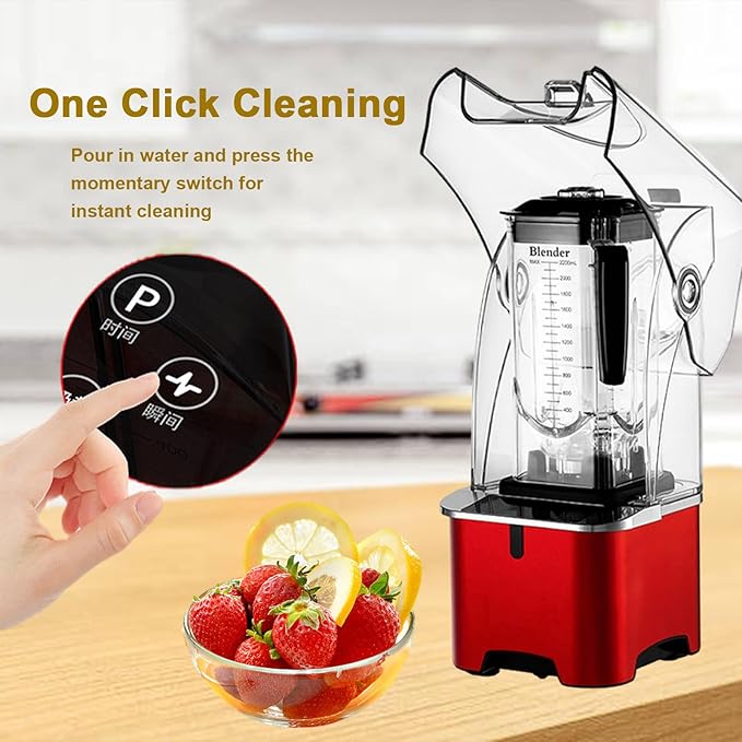 2200 W Electric Blender Smoothie Maker Commercial Food Jug Blender with 2.2 L Container 8 Adjustment Speed + 5 Min Timer + Self-Cleaning for Smoothies/Shakes/Fruit/Vegetable Juice