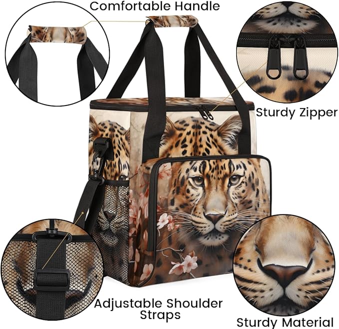 Tiger Coffee Maker Carrying Bag Plum Blossom Portable Travel Storage Tote Bag Compatible with K-Mini or K-Mini Plus Single Serve Coffee Brewer Carrying Case with Multiple Pockets &amp Shoulder Stra