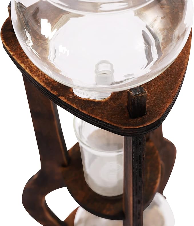 Ice Cold Drip Tower 6-8 Cups 600ml Portable Cold Brew Coffee Machine -20~300℃ Temperature Range With Slow Drip TechnologyIBamboo Straight Frame for Home Office Drip Coffee Maker