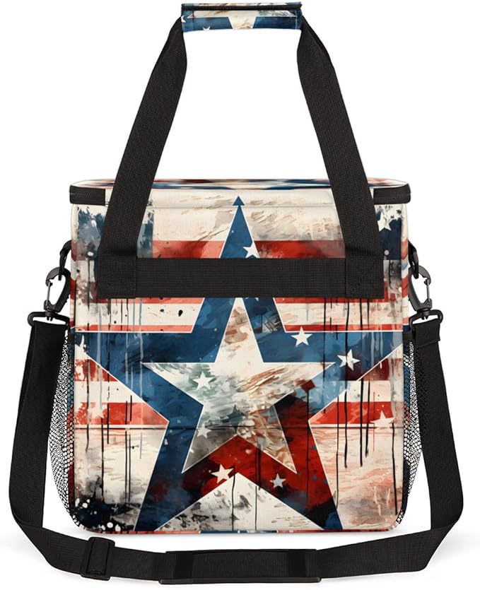Star-burst 4th of July Coffee Maker Carrying Bag Travel Storage Bag Compatible with K-Mini or K-Mini Plus Single Serve Coffee Brewer Carrying Case with Multiple Pockets &amp Shoulder Strap