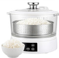 Low Carb Rice Cooker with Lifting Sugar Removal 3L Stainless Steel Low Sugar Digital Steamer Touch Control Smart Electric Cooker with Steamer Basket for Healthy MealsWhite
