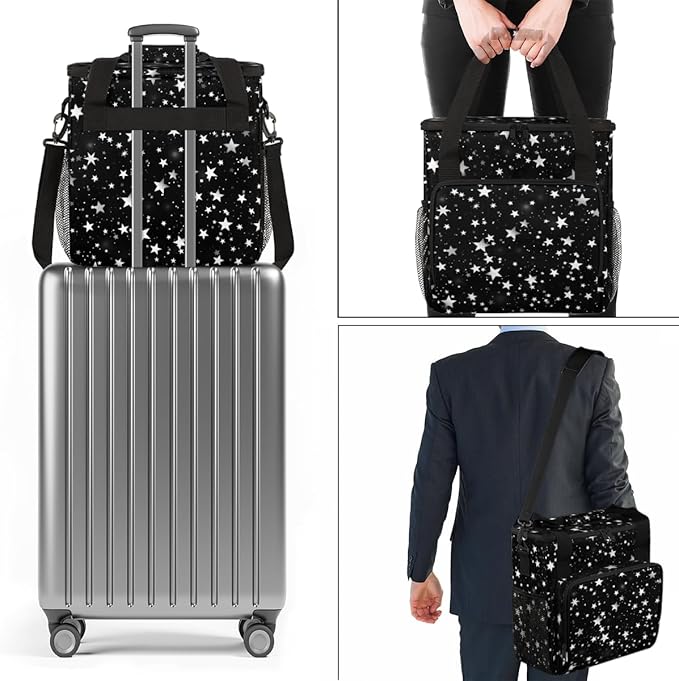 Silver star Coffee Maker Carrying Bag Portable Travel Storage Tote Bag Compatible with K-Mini or K-Mini Plus Single Serve Coffee Brewer Carrying Case with Multiple Pockets &amp Shoulder Strap