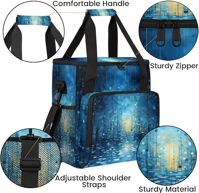 Glitter Coffee Maker Carrying Bag Midnight Blue Portable Travel Storage Tote Bag Compatible with K-Mini or K-Mini Plus Single Serve Coffee Brewer Carrying Case with Multiple Pockets &amp Shoulder S