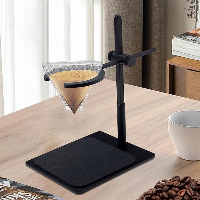 Pour Over Coffee Maker Stand Detachable Universal Coffee Stand Portable Espresso Machine Metal Dripper Stand Suitable for Coffee Grinder Stand Easy to Carry Office Home Camping Black