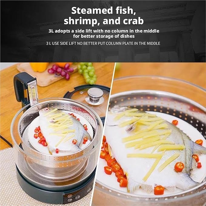 Low Carb Rice Cooker with Reservable 3L Lifting Sugar Removal Rice Cooker Intelligent Touch Control for Healthy Cooking Rice and Grain Multi-Cooker with Low Sugar Digital Steamer(White)