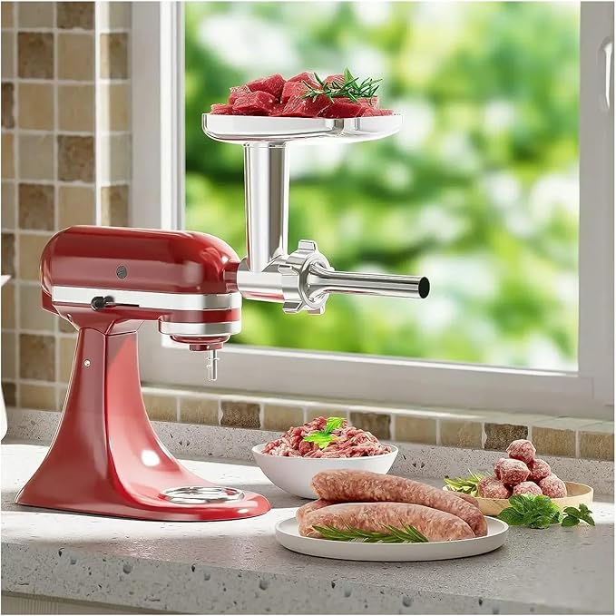 Compatible for KitchenAid A Metal Food Mincing Accessory for Chef's Machines Integrating Mincing and Sausage Stuffing Functions with Excellent Quality