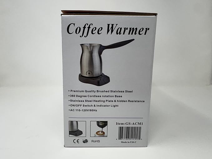 Golden Star Electric Coffee Maker – 6 Cup Stainless Steel Jazve with Cordless Heating Base – Armenian &amp Middle Eastern Coffee Pot 110–120V US Plug