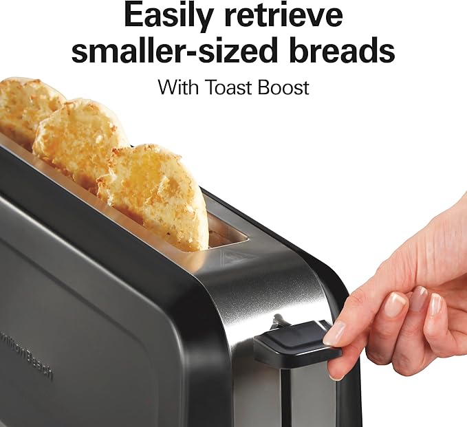 Hamilton Beach Extra Wide Long Slot 2 Slice Toaster Browning Control With 7 Shades Bagel Function Cancel Button &amp Auto Shutoff Modern Slim Design Fits Any Space Black (22989)