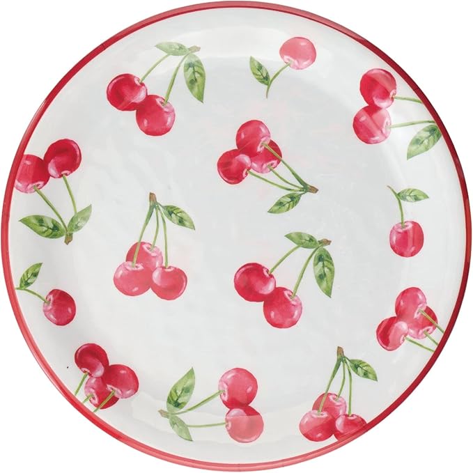 UPware 12 Piece Cherry Melamine Dinnerware Sets Outdoor Dishes Set Plates and Bowls Sets Service for 4 Red
