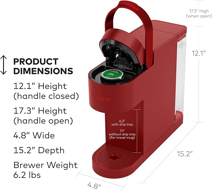 Keurig K- Slim Single Serve K-Cup Pod Coffee Maker with 3 Brew Sizes Multistream Technology 46oz Removable Reservoir Scarlet Red