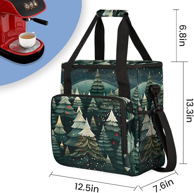Graffiti Tree Coffee Maker Carrying Bag Xmas Tree Travel Storage Bag Compatible with K-Mini or K-Mini Plus Single Serve Coffee Brewer Carrying Case with Multiple Pockets &amp Shoulder Strap
