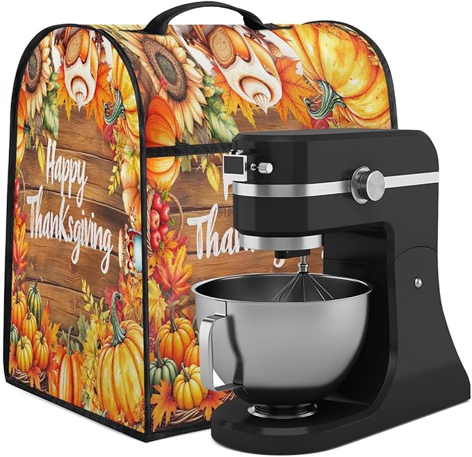 cfpolar Kitchen Aid Mixer Cover Compatible with 6-8 Quarts Thanksgiving Sunflower Pumpkin Stand Mixer Cover Kitchen Aid Mixers Accessories Appliance Organizer Bag Dust Covers with Zipper Pocket