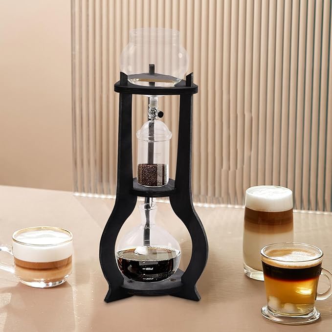 Xuthusman 600ml Durable Glass Iced Coffee Cold Brew Pot Coffee Filter Drip Tower Coffee Maker Coffee Filter Pot 6-8 Cup (Gray)