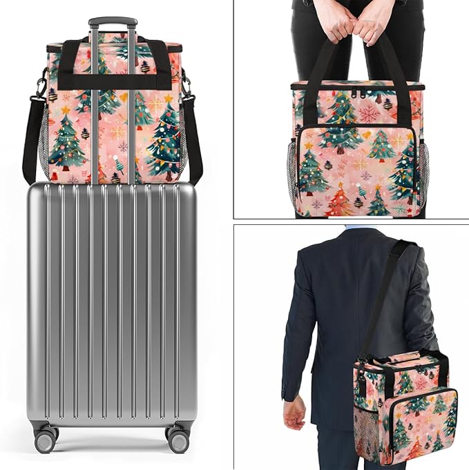 Cute Tree Coffee Maker Carrying Bag Christmas Festivals Travel Storage Bag Compatible with K-Mini or K-Mini Plus Single Serve Coffee Brewer Carrying Case with Multiple Pockets &amp Shoulder Strap