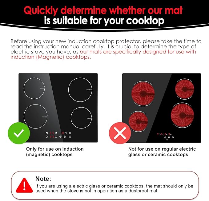 Cook's Aid Large Induction Cooktop Protector Mat 20.4x30.7 InchTranslucent (Magnetic) Stove Top Cover for Electric Stove Silicone Stove Mat for Glass Top Stove (LISICT9)