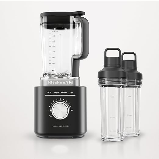 KitchenAid Pure Power Blender with 2 Personal Blending Jars 1700 Watt Peak Power* KSB2078 Black Matte