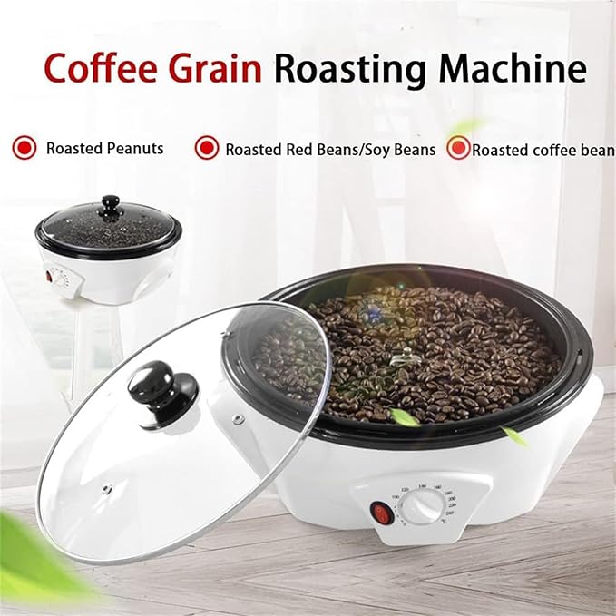 Coffee Cereal Roaster Multifunctional Electric Coffee Bean Maker with Adjustable Temperature from 0-240°C High Capacity Coffee Maker 800G - Non-Stick Pan