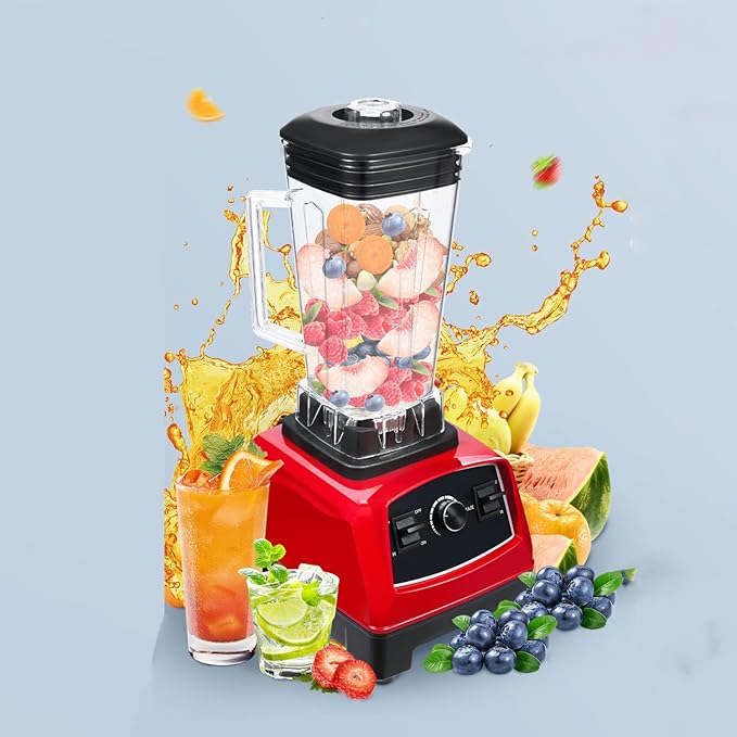 2200W 110V Professional Power BlenderCountertop Smoothie Mixer 2L Heavy Duty BlenderJuicerAdjustable Speed Food Fruit Ice Crushing Machine for Home Bar Restaurant Hotel CafeRed
