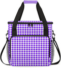 Purple Plaid Coffee Maker Carrying Bag Portable Travel Storage Tote Bag Compatible with K-Mini or K-Mini Plus Single Serve Coffee Brewer Carrying Case with Multiple Pockets &amp Shoulder Strap