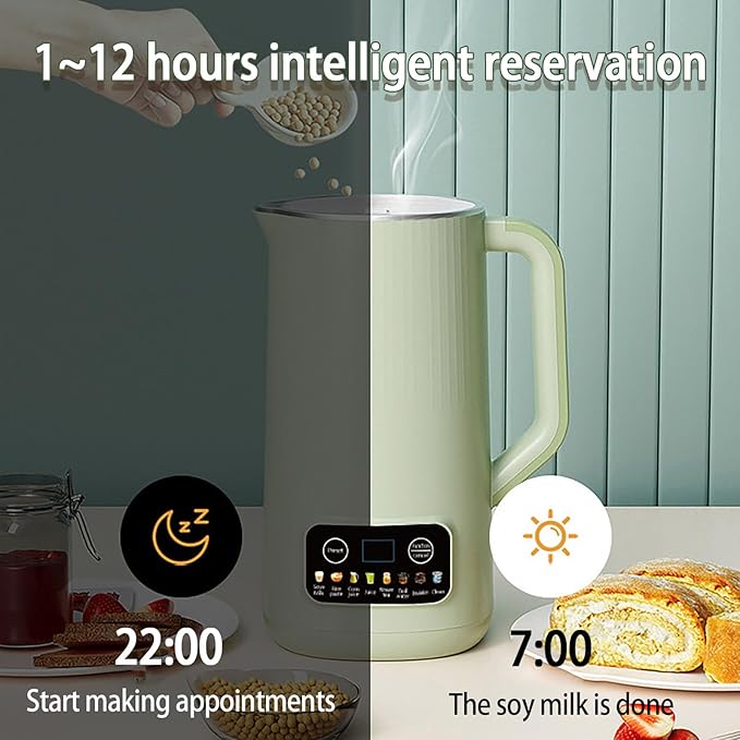 Soybean Machine Soy Milk Maker Juice Blender 600ml Portable Blending Machine with 12-Hour Timer and Auto Clean for 1-3 People Touch Control Kitchen Appliance
