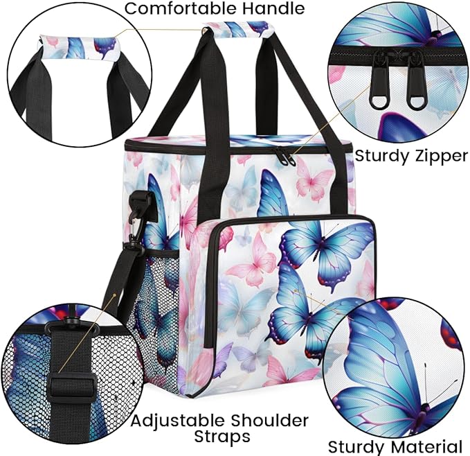 Colorful Butterfly Coffee Maker Carrying Bag Abstract Butterfly Travel Storage Bag Compatible with K-Mini or K-Mini Plus Single Serve Coffee Brewer Carrying Case with Pockets &amp Shoulder Strap
