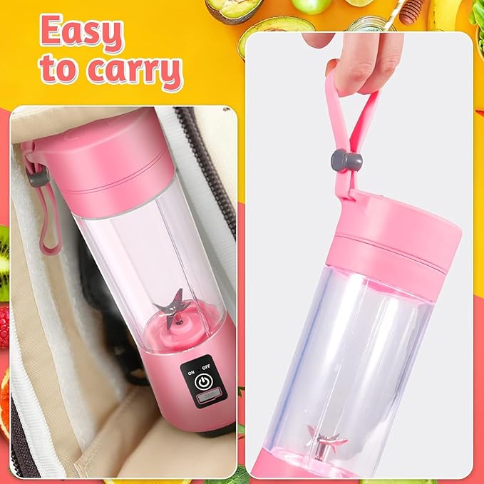 Portable Blender for Shakes and Smoothies6 Blades Juicer Cup for USB RechargeablePersonal Blender with One Touche OperationBlender Shake Smoothie for KitchenTravel and Sport