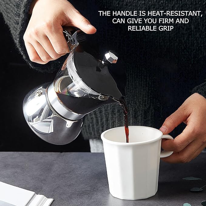 ZJchao 4 Cup Stainless Steel Coffee Maker Pot Efficient Design for Home and Office