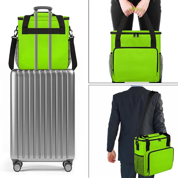 Grass Green Coffee Maker Carrying Bag Waterproof Insulated Leakproof Cooler Bag Portable Storage Tote Bag Organizer With Shoulder Strap