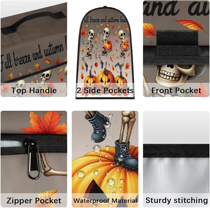 cfpolar Kitchen Aid Mixer Cover Compatible with 6-8 Quarts Fall Skeleton Pumpkin Stand Mixer Cover Kitchen Aid Mixers Accessories Appliance Organizer Bag Dust Covers with Zipper Pocket